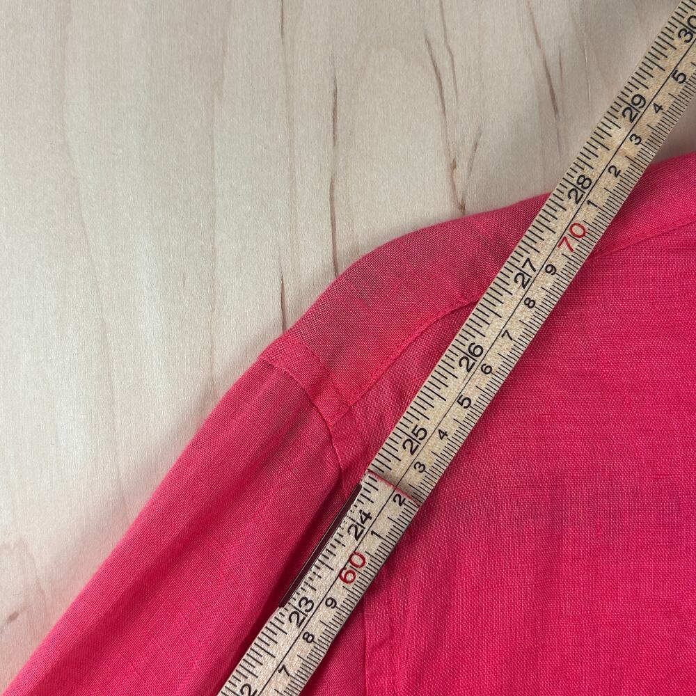 J.Jill Linen Button Front Shirt Pink Coral L Tall Long Sleeve Shell Buttons - Picture 6 of 10